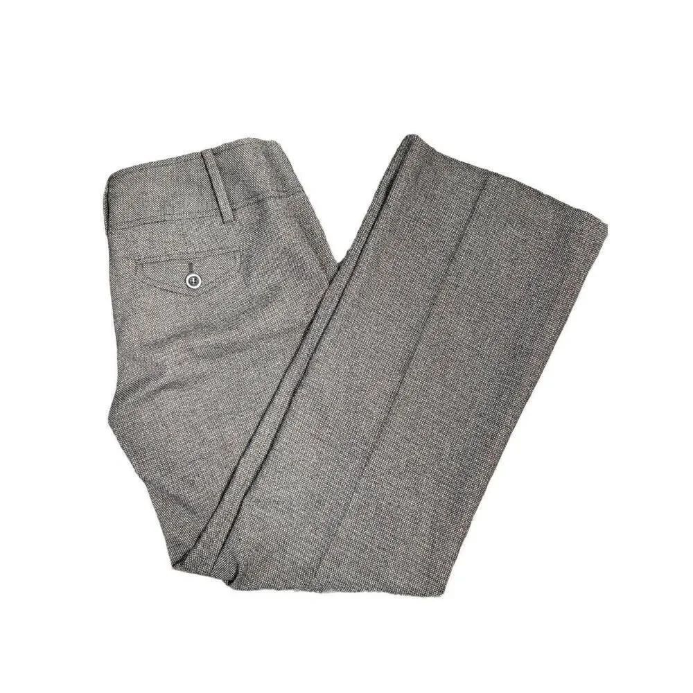 Ann Taylor Signature Fit Lower on Waist Plaid Gray Dress Pants Flat Front Women'